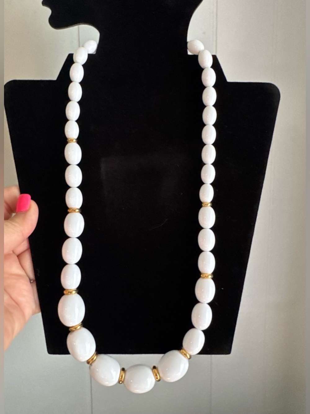Napier White Beaded Necklace with Gold Spacers